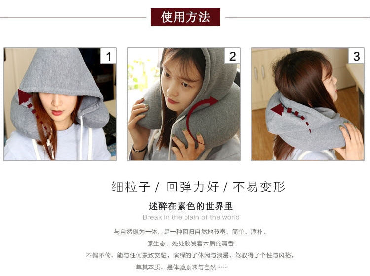 19 new factory direct Taobao explosion models hooded U-type nap cervical pillow micro-particle travel pillow wholesale custom