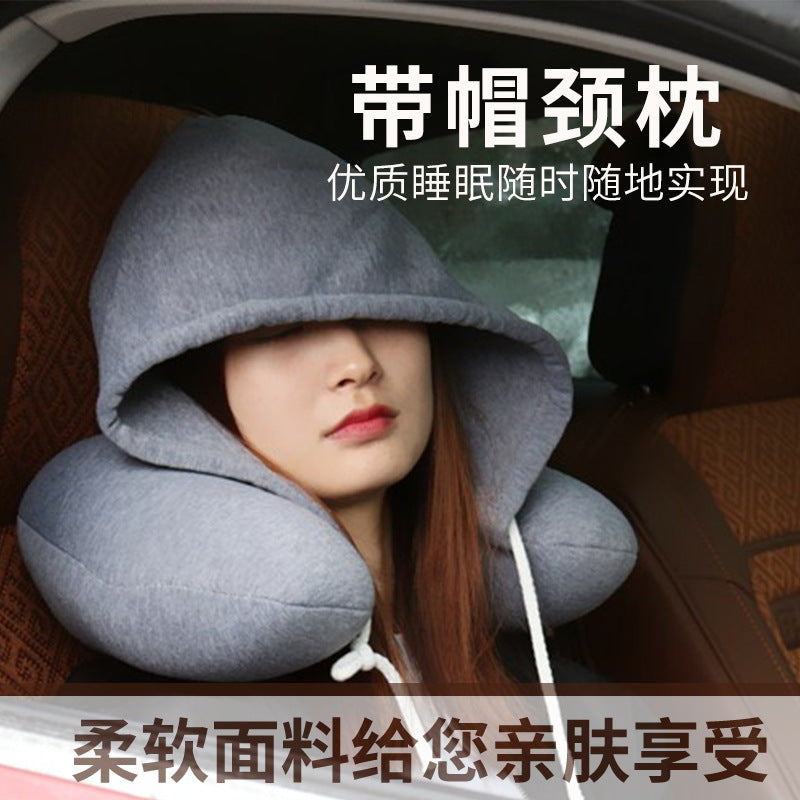 19 new factory direct Taobao explosion models hooded U-type nap cervical pillow micro-particle travel pillow wholesale custom