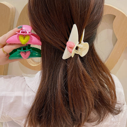 South Korea's Dongdaemun new summer popular color contrast love clip fashionable shark clip half ball hair clip female