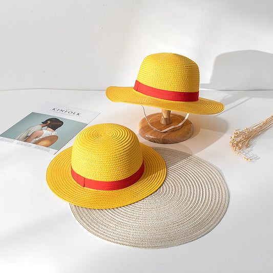 One Piece Luffy's same straw hat COSPALY anime dress straw parent-child hat sun protection hat performance hat