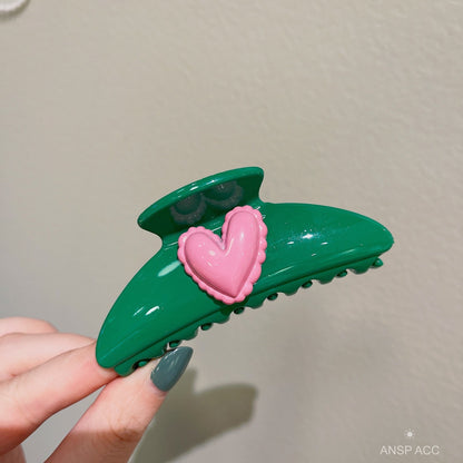 South Korea's Dongdaemun new summer popular color contrast love clip fashionable shark clip half ball hair clip female