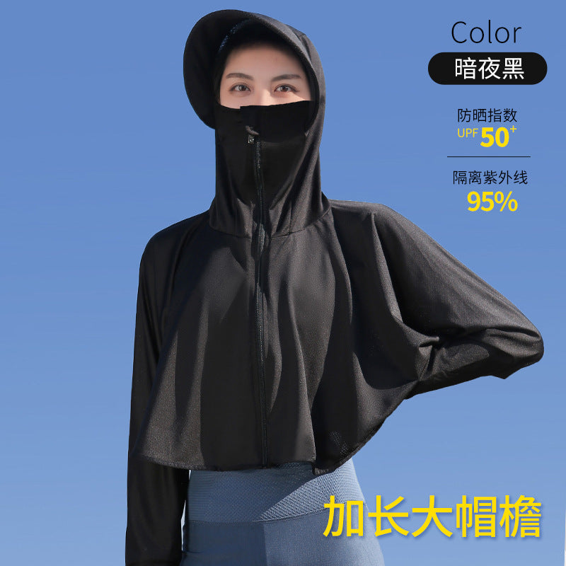 Ice silk sun protection clothing women's 2023 new summer ice silk shawl anti-ultraviolet thin section breathable cycling sun protection clothing