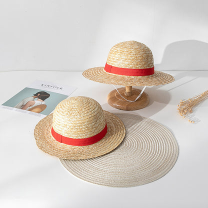 One Piece Luffy's same straw hat COSPALY anime dress straw parent-child hat sun protection hat performance hat